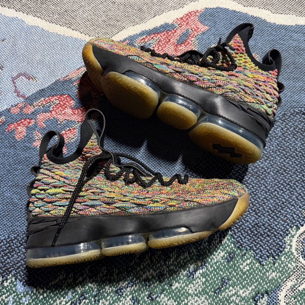 Nike LeBron 15 Fruity Pebbles Multi-Color Black 922811-001 Youth 6.5Y Mens 6.5